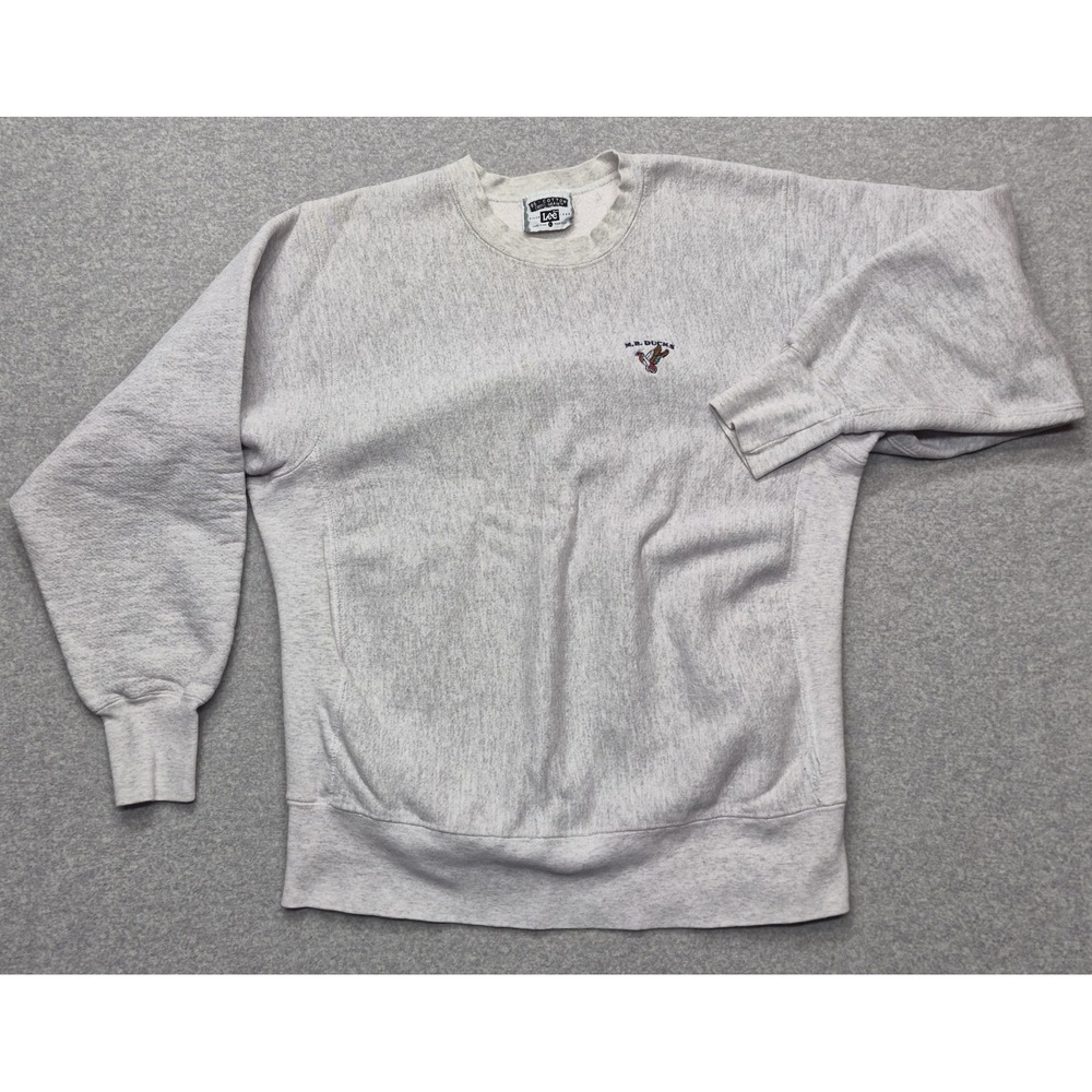 Vintage 90s Lee Cross Grain Sweatshirt Mens L Gray MR Ducks Heavyweight USA